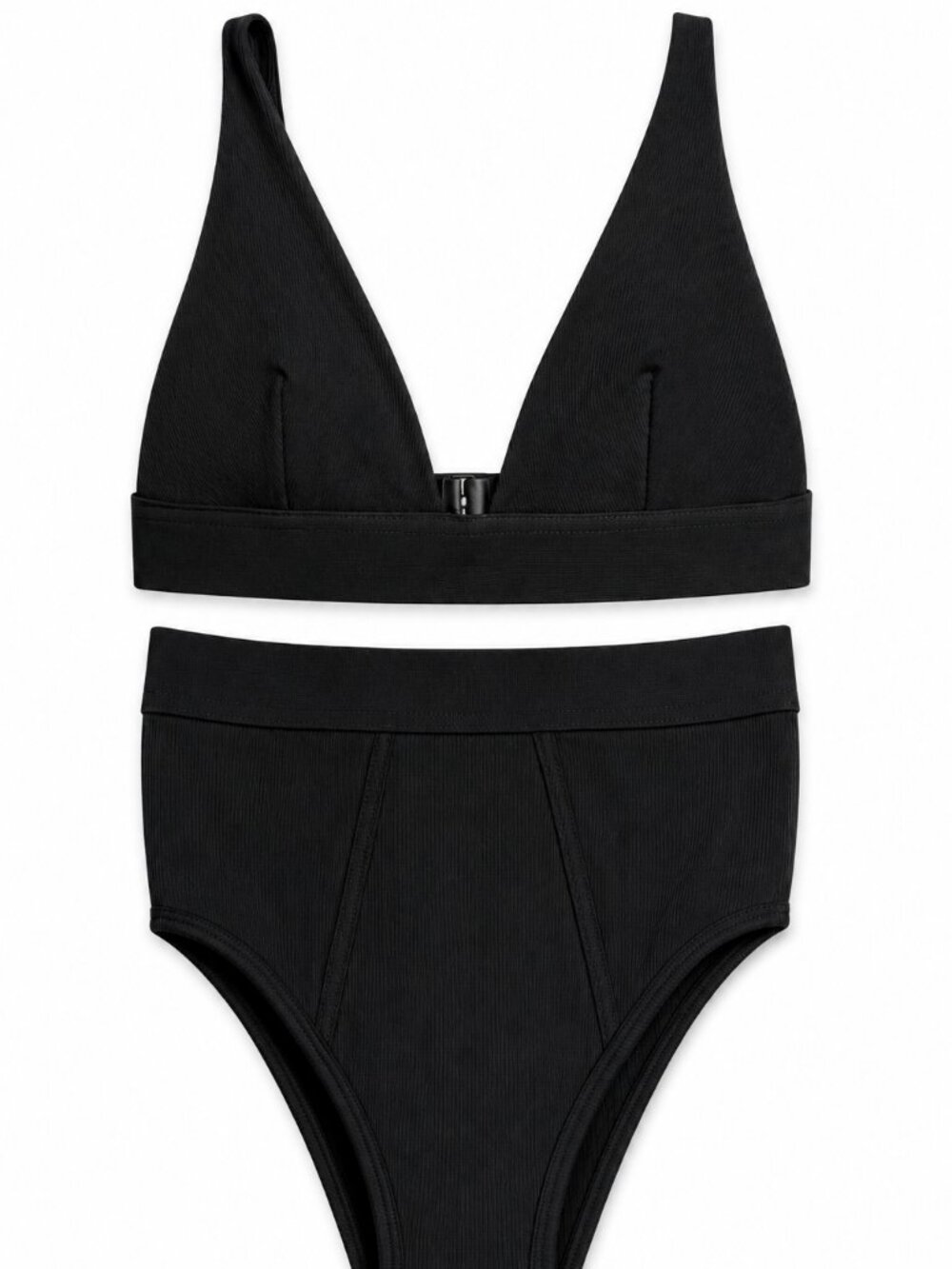 Roma Confidential Black Ribbed Bralette & Panty Set Size S